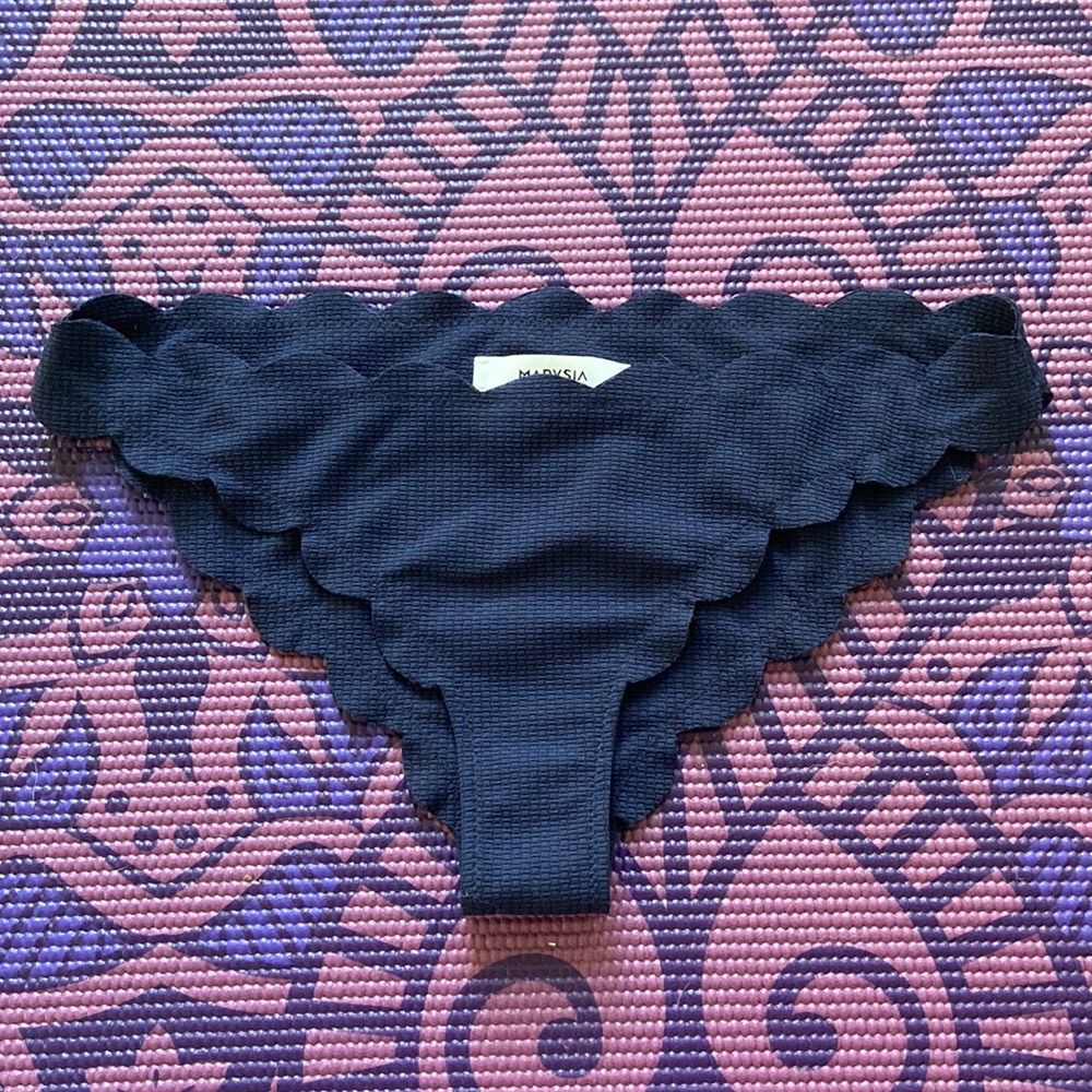 Marysia Swim Navy Scalloped Bikini Bottom